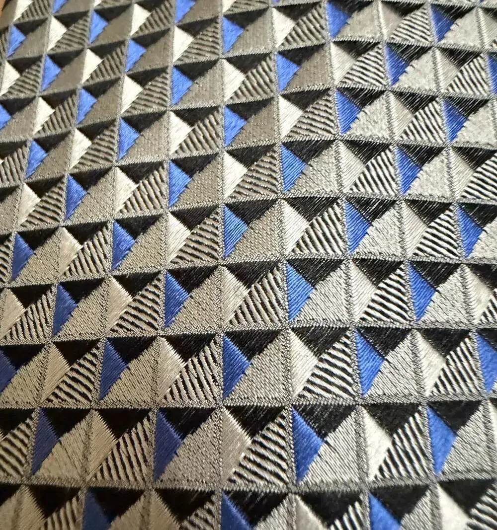 Van Heusen 100% Silk Geometric Triangle Tie Gray Black Blue Men’s Necktie